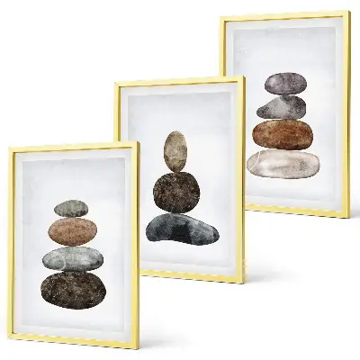 Minimalističko boho kamenje triptih u okviru