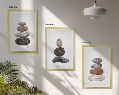 Minimalističko boho kamenje triptih u okviru