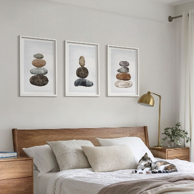 Triptih u okviru Minimalističko boho kamenje