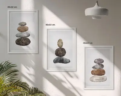 Minimalističko boho kamenje triptih u okviru
