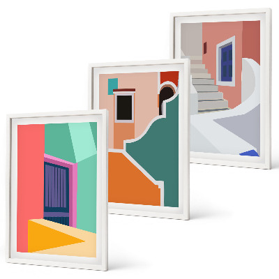 Set 3 slike u okviru Šarene ilustracije zgrada