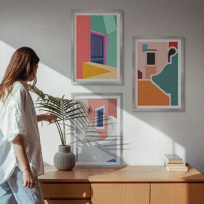 Set 3 slike u okviru Šarene ilustracije zgrada