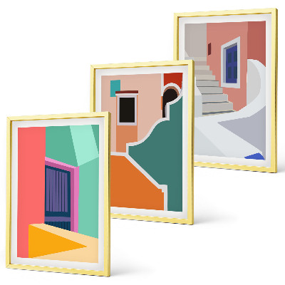 Set 3 slike u okviru Šarene ilustracije zgrada