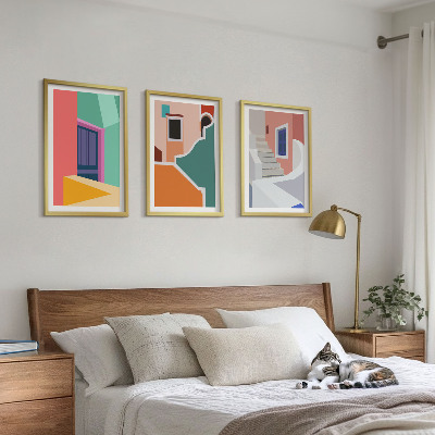 Set 3 slike u okviru Šarene ilustracije zgrada
