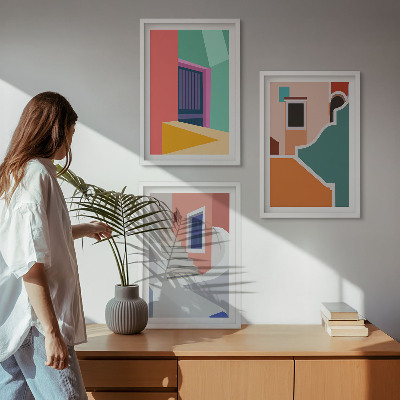 Set 3 slike u okviru Šarene ilustracije zgrada