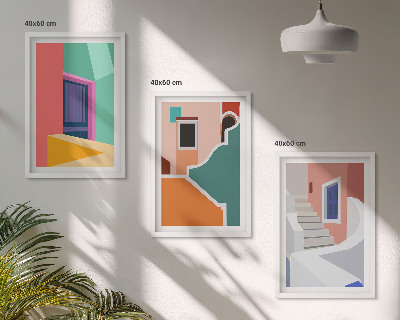 Set 3 slike u okviru Šarene ilustracije zgrada