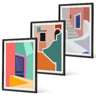 Set 3 slike u okviru Šarene ilustracije zgrada
