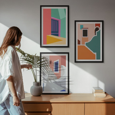Set 3 slike u okviru Šarene ilustracije zgrada