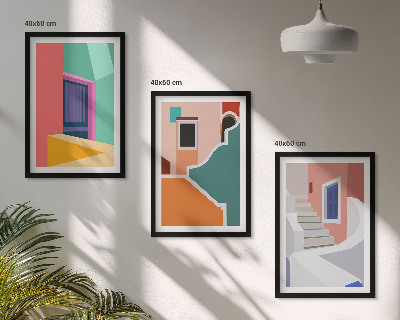 Set 3 slike u okviru Šarene ilustracije zgrada