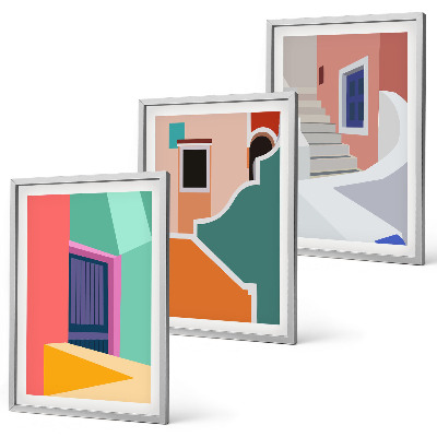 Set 3 slike u okviru Šarene ilustracije zgrada
