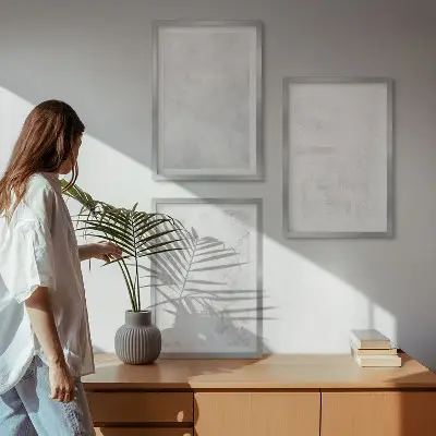 Minimalistička pozadina s bijelim mrljama set od 3 slike u okviru