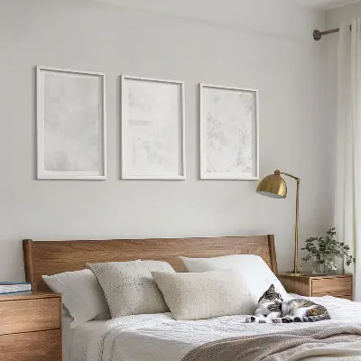 Minimalistička pozadina s bijelim mrljama set od 3 slike u okviru
