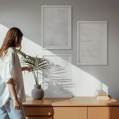 Minimalistička pozadina s bijelim mrljama set od 3 slike u okviru