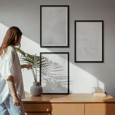 Minimalistička pozadina s bijelim mrljama set od 3 slike u okviru