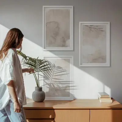 Prolivene boho akvarelne boje triptih u okviru