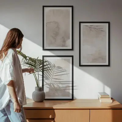 Prolivene boho akvarelne boje triptih u okviru
