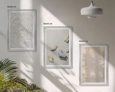 Set od 3 slike u okviru boho motiv s prirodnim teksturama