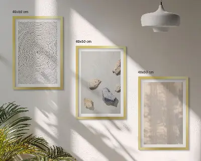Set od 3 slike u okviru boho motiv s prirodnim teksturama