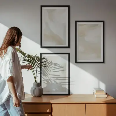 Minimalizam teksture boje triptih u okviru