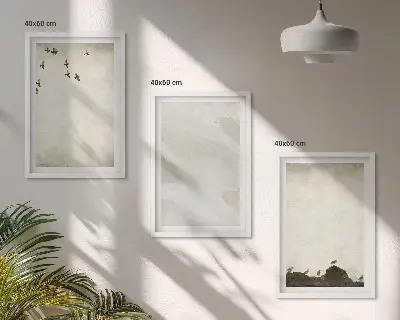 Zidna galerija dekoracije s motivima ptica i kamenja izvedene potezima kistom