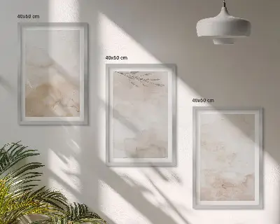 Akvarel pastelno lišće triptih u okviru