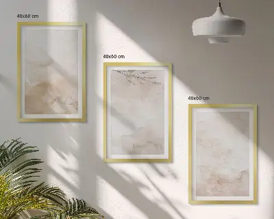 Akvarel pastelno lišće triptih u okviru