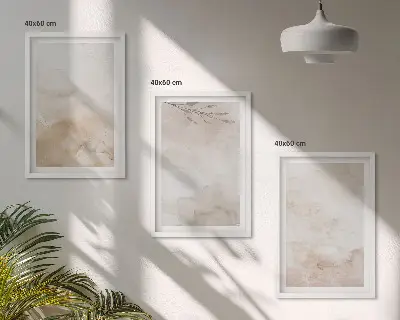 Akvarel pastelno lišće triptih u okviru