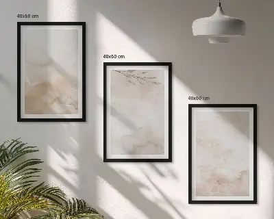 Akvarel pastelno lišće triptih u okviru