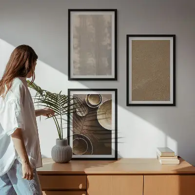 Minimalističke teksturne strukture set 3 slike u okviru