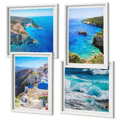 Komplet slika za spavaću sobu s motivom grčkog pogleda na Santorini i Oiu