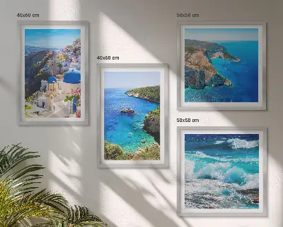 Komplet slika za spavaću sobu s motivom grčkog pogleda na Santorini i Oiu