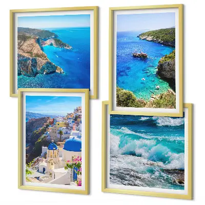 Komplet slika za spavaću sobu s motivom grčkog pogleda na Santorini i Oiu