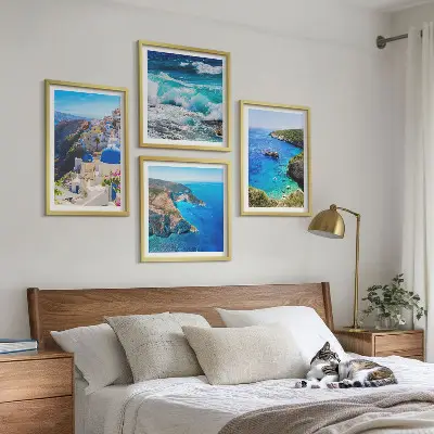 Komplet slika za spavaću sobu s motivom grčkog pogleda na Santorini i Oiu