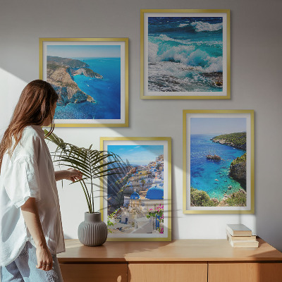 Komplet slika za spavaću sobu Grčki pogled na Santorini i Oiu