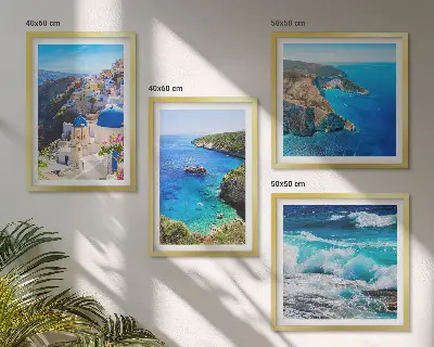 Komplet slika za spavaću sobu s motivom grčkog pogleda na Santorini i Oiu