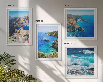 Komplet slika za spavaću sobu s motivom grčkog pogleda na Santorini i Oiu