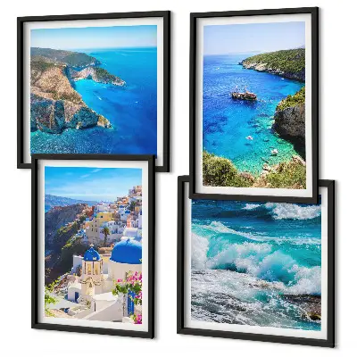 Komplet slika za spavaću sobu s motivom grčkog pogleda na Santorini i Oiu