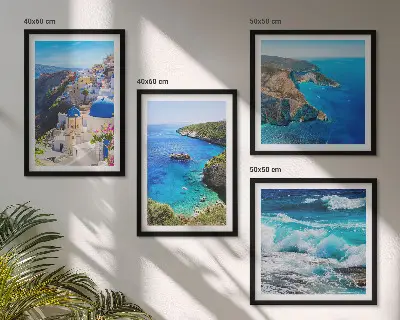 Komplet slika za spavaću sobu s motivom grčkog pogleda na Santorini i Oiu
