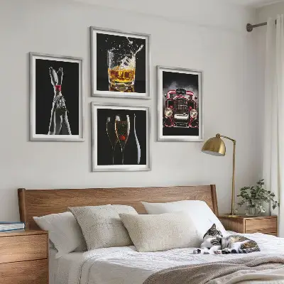 Komplet slika za spavaću sobu ženske noge i ružičasto vino