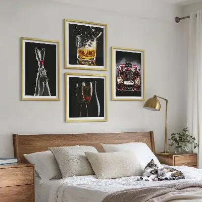 Komplet slika za spavaću sobu ženske noge i ružičasto vino