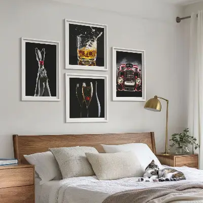 Komplet slika za spavaću sobu ženske noge i ružičasto vino