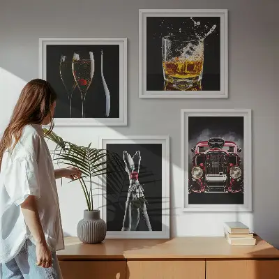 Komplet slika za spavaću sobu ženske noge i ružičasto vino