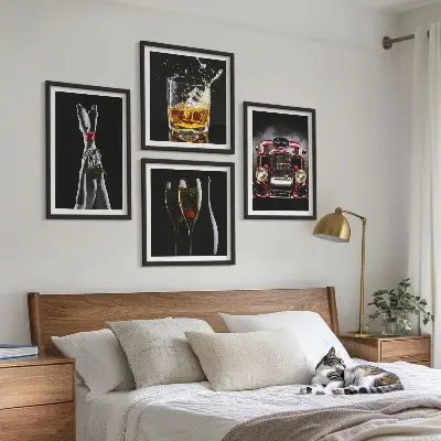 Komplet slika za spavaću sobu ženske noge i ružičasto vino