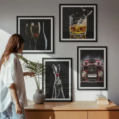 Komplet slika za spavaću sobu ženske noge i ružičasto vino