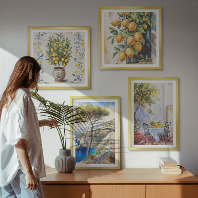Komplet slika za spavaću sobu Stabla limuna uz more