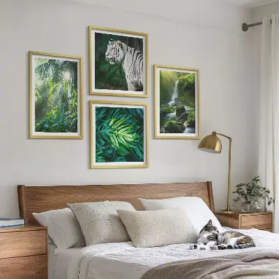 Slika Vodopad bijelog tigra u džungli set 4 slike u okviru