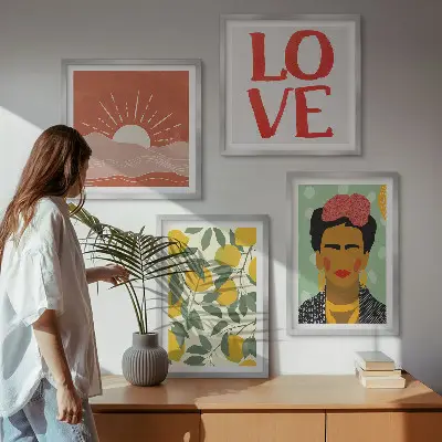Komplet slika za spavaću sobu s motivom limuna i ljubavnog krajolika u stilu Fride
