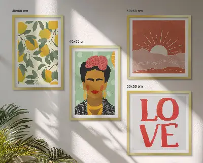 Komplet slika za spavaću sobu s motivom limuna i ljubavnog krajolika u stilu Fride