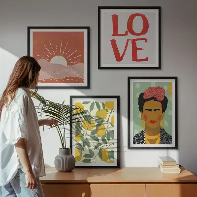 Komplet slika za spavaću sobu s motivom limuna i ljubavnog krajolika u stilu Fride