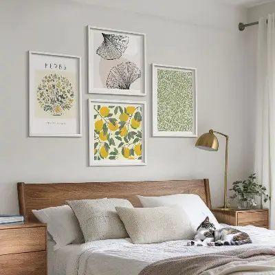 Dekorativni komplet slika za zid motivi limunovog bilja i listova